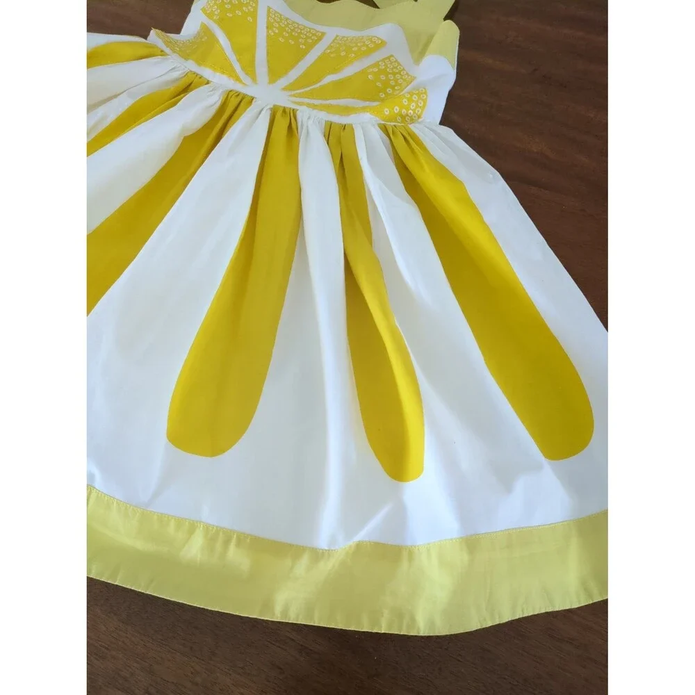 Mini boden girls Lemon Embellished Dress Yellow size 7/8 GUC